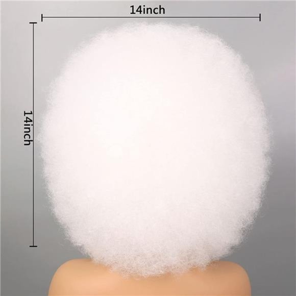Wallden Hair Afro white Color Wigs 70s Heat Resistant Wig Synthetic Afro Wig - Picture 4 of 6